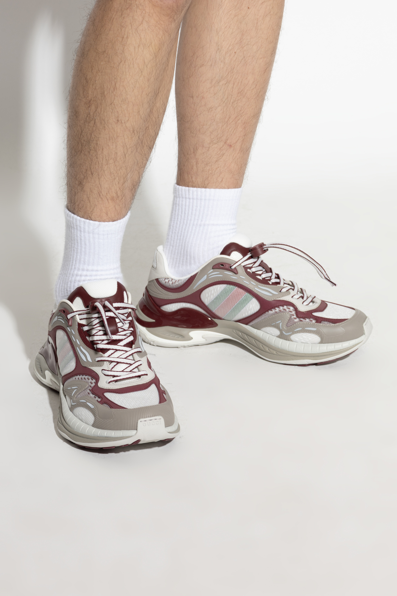 グッチ Gucci 2.0 Sneakers Men's Gucci 2.0 sneaker in white and grey mesh and leather